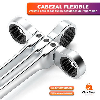 LLAVE DE TRINQUETE COMBINADA CON CABEZAL FLEXIBLE