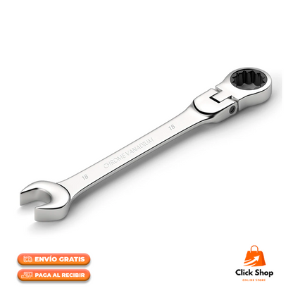 LLAVE DE TRINQUETE COMBINADA CON CABEZAL FLEXIBLE