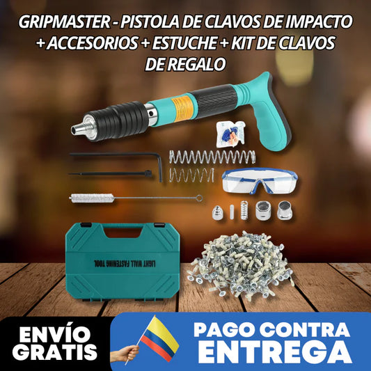 POWERFUL GUN - PISTOLA PARA CLAVOS + GRATIS GAFAS DE SEGURIDAD + ACCESORIOS + ESTUCHE